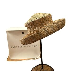Eric Javits for Saks Fifth Avenue Packable Straw Hat - NWT Vintage 1990